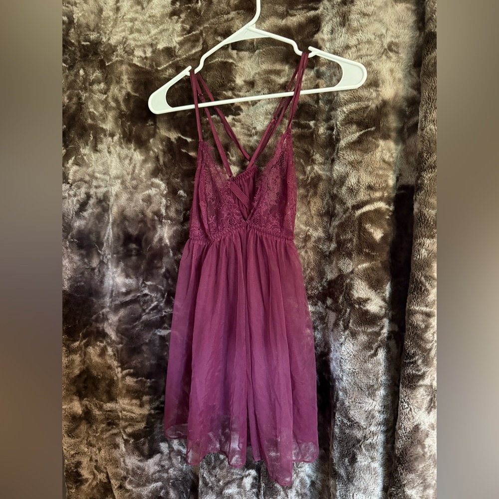 Victoria's Secret Purple Babydoll Dress Lingerie Sleeveless V-Neck